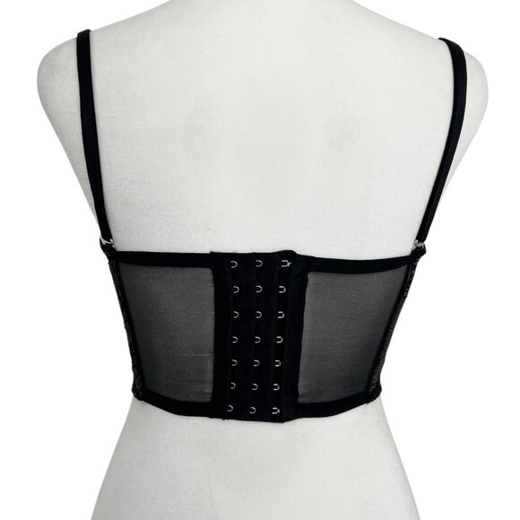 Victoria's Secret Black Floral Lace Corset Bustier Top Bra Vamp Witchy Goth 32C - Picture 5 of 15